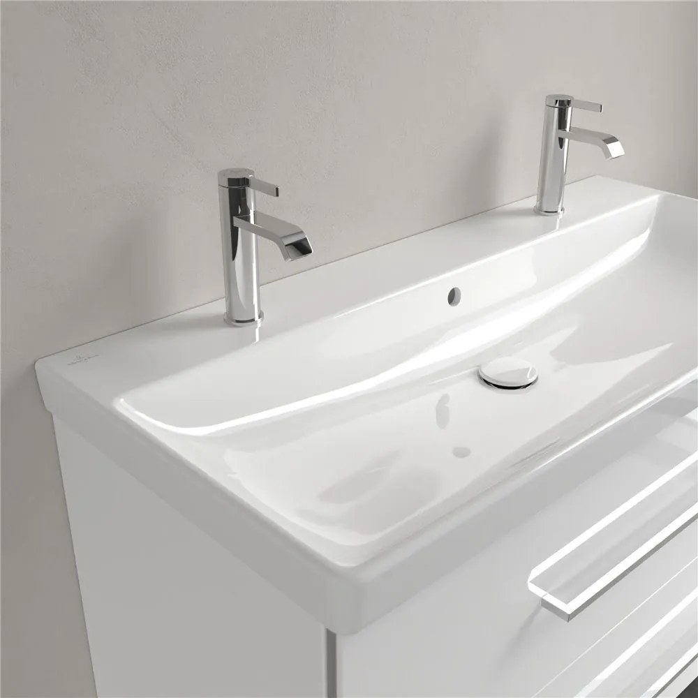 VILLEROY &amp; BOCH Avento umývadlo na skrinku s dvomi otvormi, s prepadom, 1000 x 470 mm, biela alpská, 4156A401