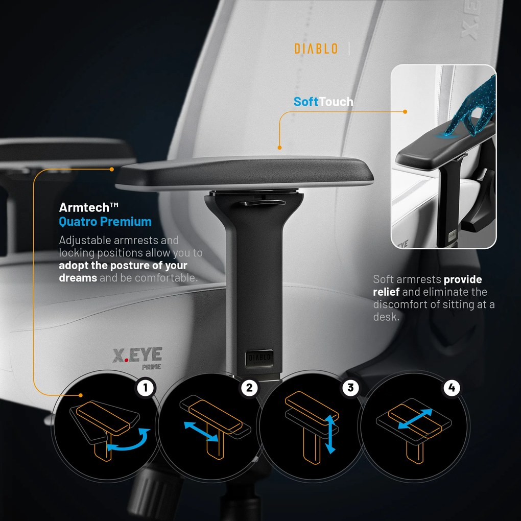 Biela herná stolička Diablo X.Eye Prime Ghosted White