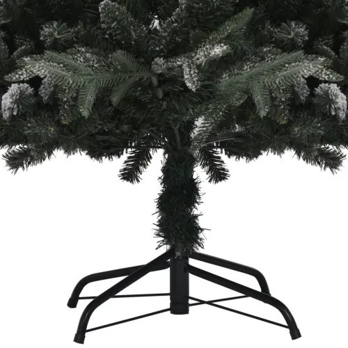 vidaXL Zasnežený umelý vianočný stromček s LED a súpravou gulí 180 cm PVC a PE-