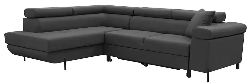 Rohová sedacia súprava s funkciou spania, vlnité pružiny, EDIS, ľavá Čierna