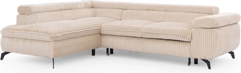 Béžová menčestrová rohová pohovka (ľavý roh/do L) Marbeya – Ropez