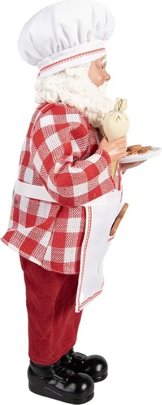 Červená vianočná dekorácia figúrka Santa Claus cukrár - 22*19*45 cm