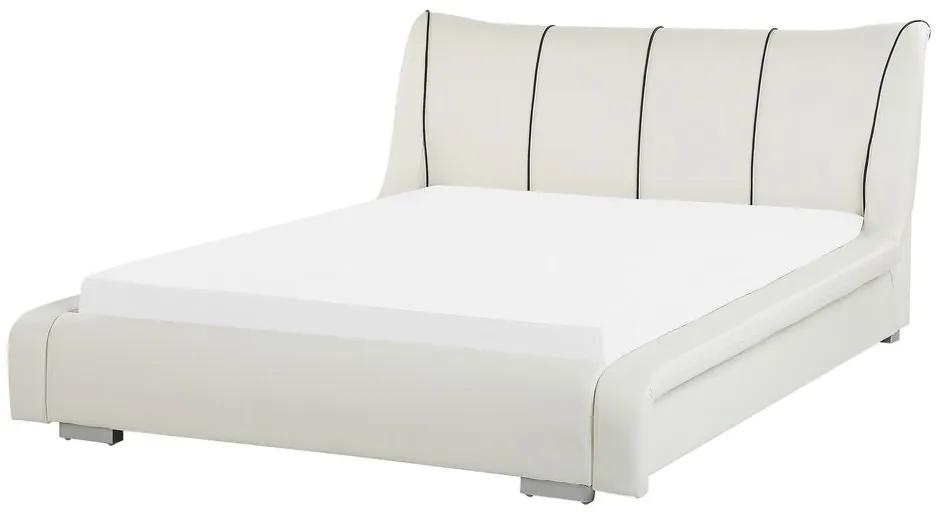 Kožená vodná posteľ 140 x 200 cm biela NANTES Beliani