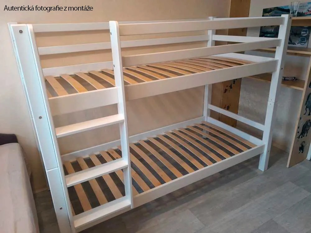 Detská POSCHODOVÁ posteľ BARČA 180x80 cm - biela