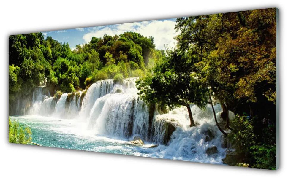 Obraz plexi Vodopád príroda les 125x50 cm