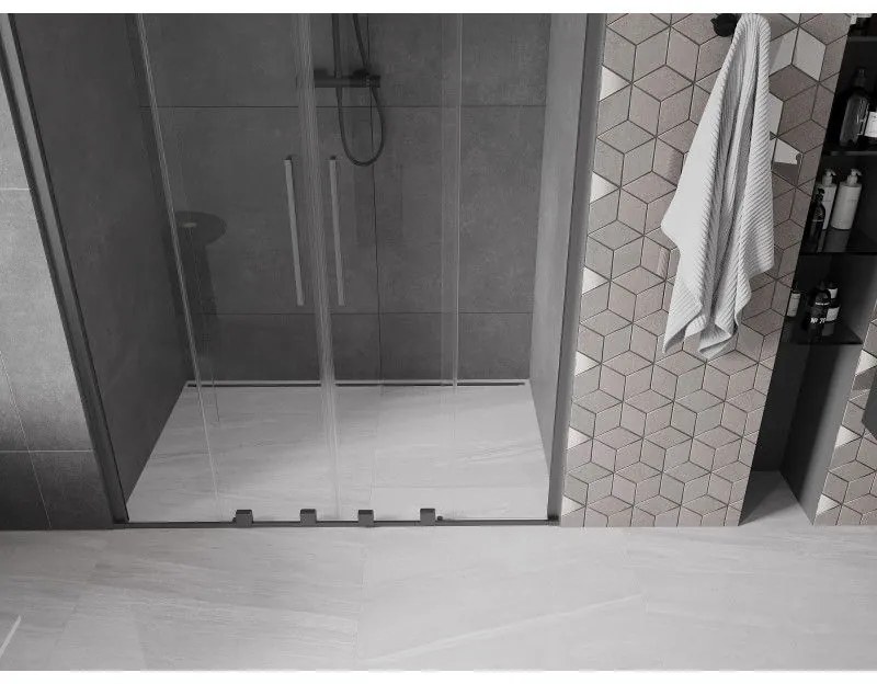 Mexen Velar Duo, posuvné dvere do otvoru 160x200 cm, 8mm číre sklo, grafitová matná, 871-160-000-02-66