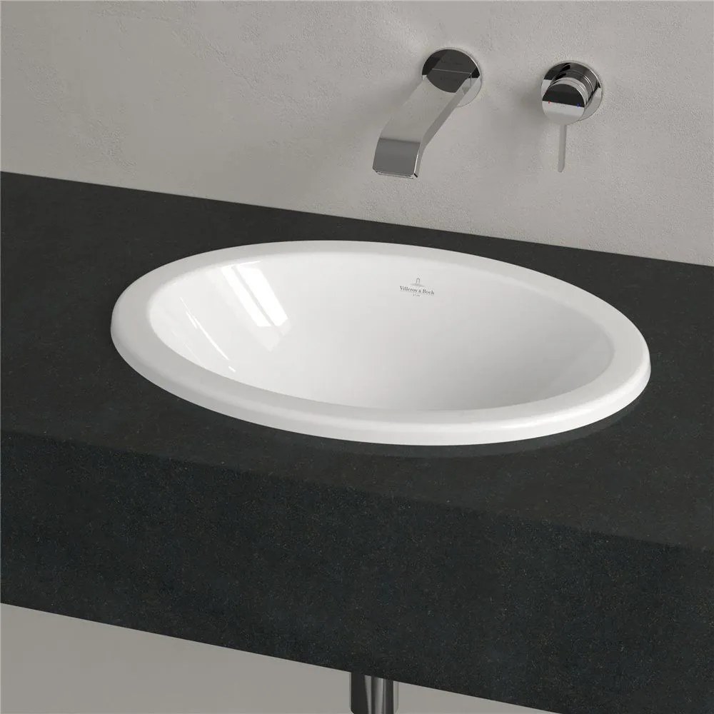 VILLEROY & BOCH Loop & Friends oválne zápustné umývadlo bez otvoru, s prepadom, 505 x 360 mm, biela alpská, 4A610001