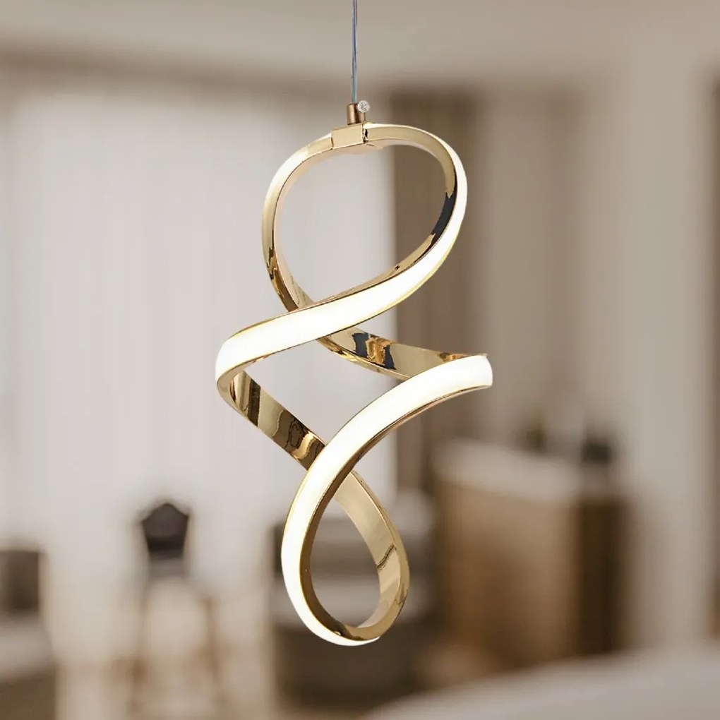 Toolight Toolight, LED závesné svietidlo 24W, 4000K, 4500lm, G074-1CP, zlatá, OSW-08662