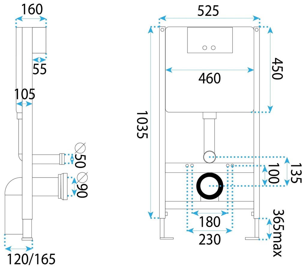 Rea Rea, Podomietkový WC systém K011A-Q + biele sklenené tlačidlo typ T, KPL-E0052