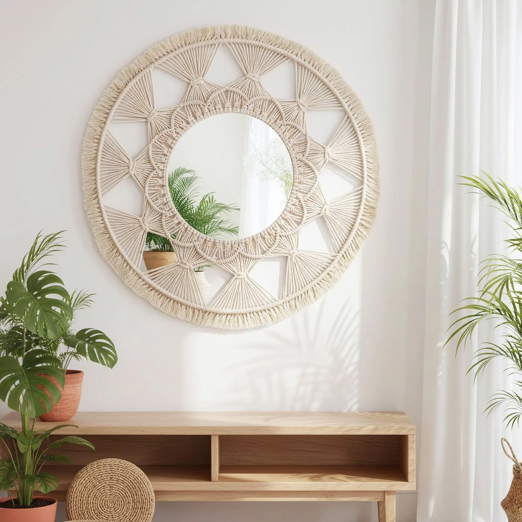 Tutumi Tutumi, nástenné zrkadlo v štýle Boho 65cm 322050, HOM-03006