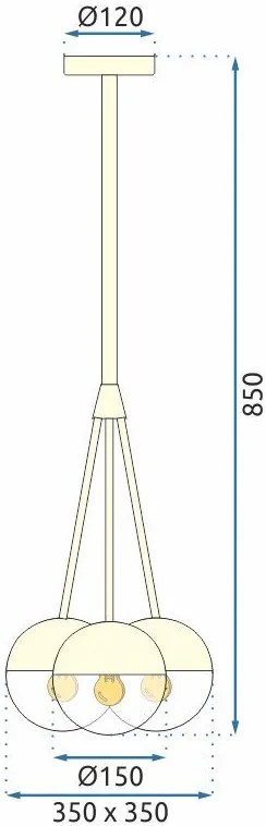 Toolight - Závesné svietidlo 3xE27 z mliečneho skla APP688-3CP, biela-zlatá, OSW-05366