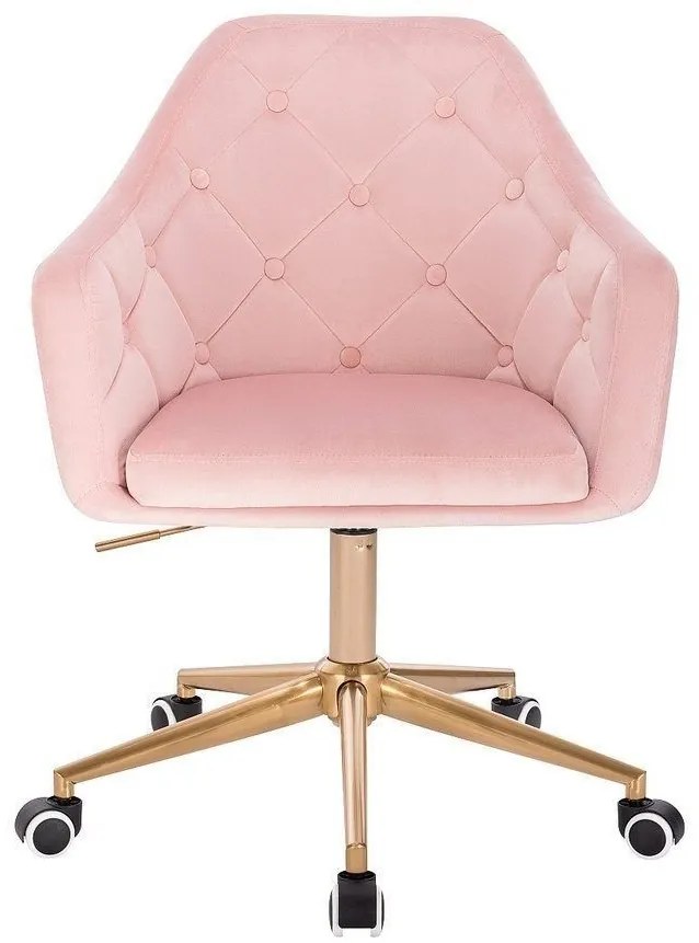 LuxuryForm DESIGN Kreslo ANDORA VELUR na zlatej podstave s kolieskami - svetlo ružová