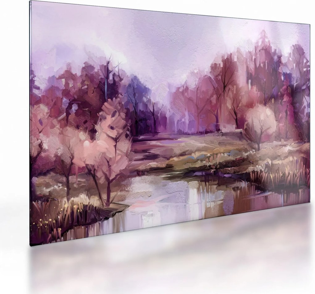 Sklenený obraz - Jesenná krajinomaľba (70x50 cm)