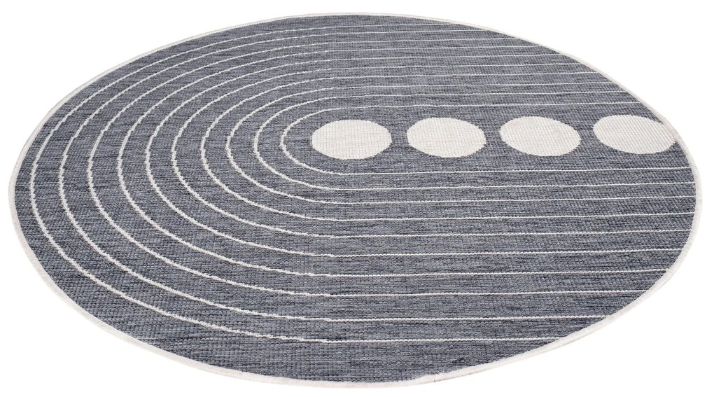 Dekorstudio Obojstranný okrúhly koberec na terasu DuoRug 5739 - sivý Priemer koberca: 120cm
