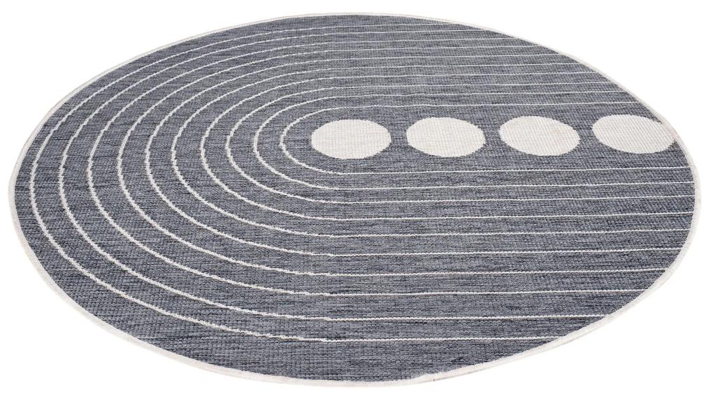 Dekorstudio Obojstranný okrúhly koberec na terasu DuoRug 5739 - sivý Priemer koberca: 160cm