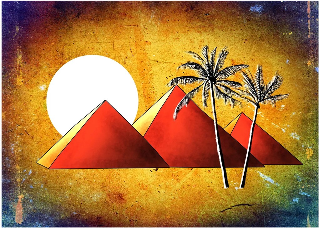 Obraz maľovaných egyptských pyramíd (70x50 cm)