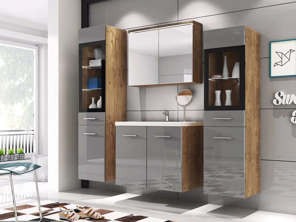 Kúpeľňový nábytok Apogon II, Farby: kašmírová béžová, Sifón: so sifónom, Osvetlenie: bez osvetlenia, Umývadlová batéria: Economico BYU 020M