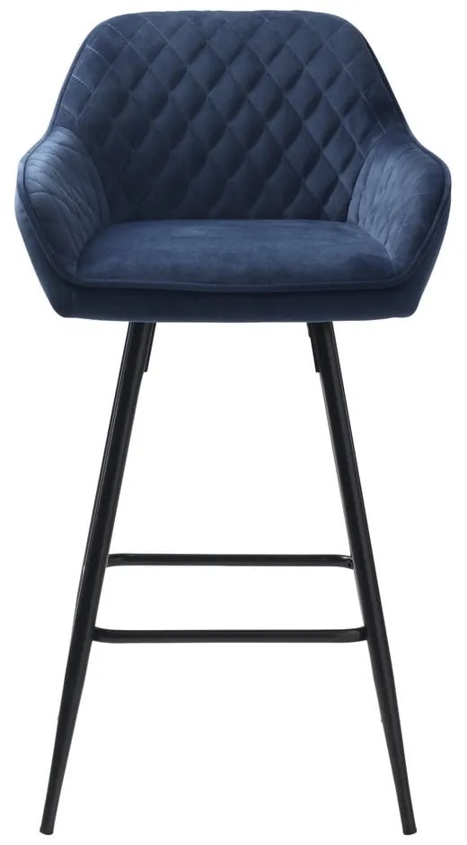 Modrá zamatová barová stolička (výška sedadla 67 cm) Milton – Unique Furniture