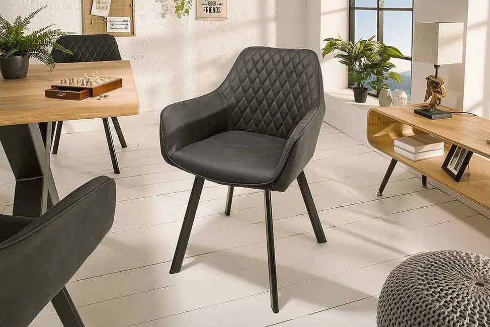 Dizajnová stolička do jedálne s podrúčkami Rimini antracit mikrovlákno