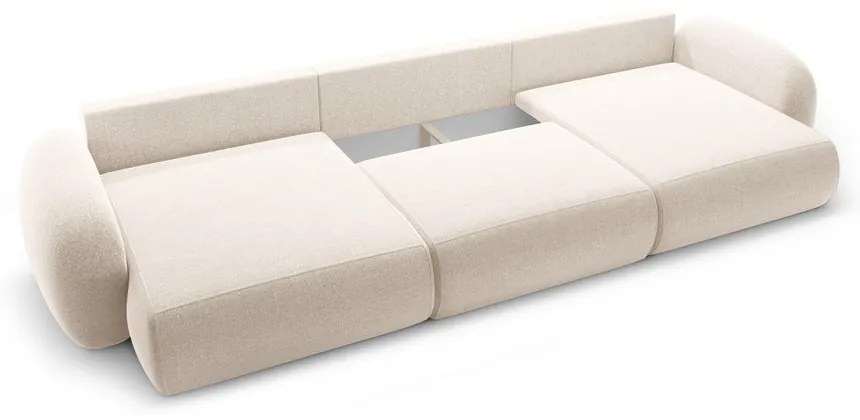 Krémovobiela ženilková rozkladacia/s úložným priestorom rohová pohovka (do tvaru "U") Tonale – Cosmopolitan Design