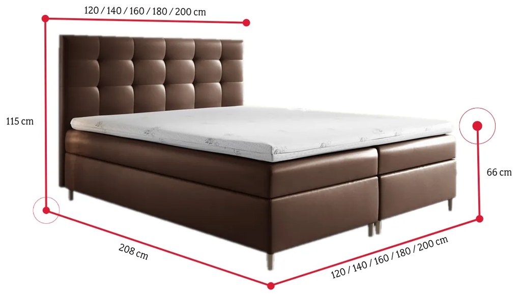 Čalúnená posteľ boxspring MARIANA + topper, 200x200, madryt 920