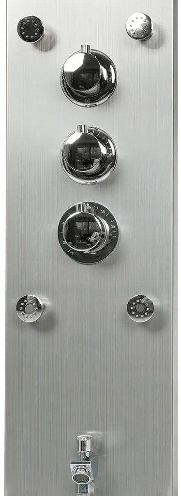 Sprchový rohový panel CASCADA 5v1 - s termostatom a výtokom do vane - chrómový matný