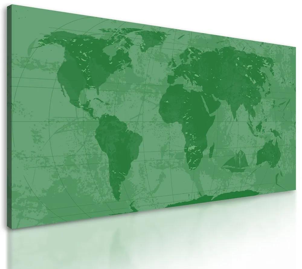 Obraz historická mapa sveta v zelenom prevedení
