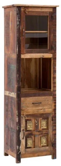 furniture-nabytek.cz - Masívna vysoká kúpeľňová skrinka Sumana z recyklovaného dreva, lakovaná, hnedá – 50×40×180 cm