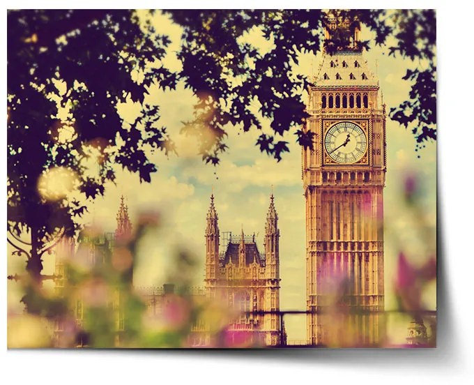 Sablio Plagát Londýn Big Ben Flowers - 60x40 cm