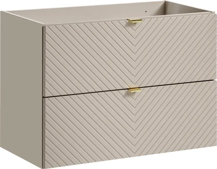 Závesná skrinka Viva Cashmere s doskou a umývadlom 80 cm kašmír/dub evoke