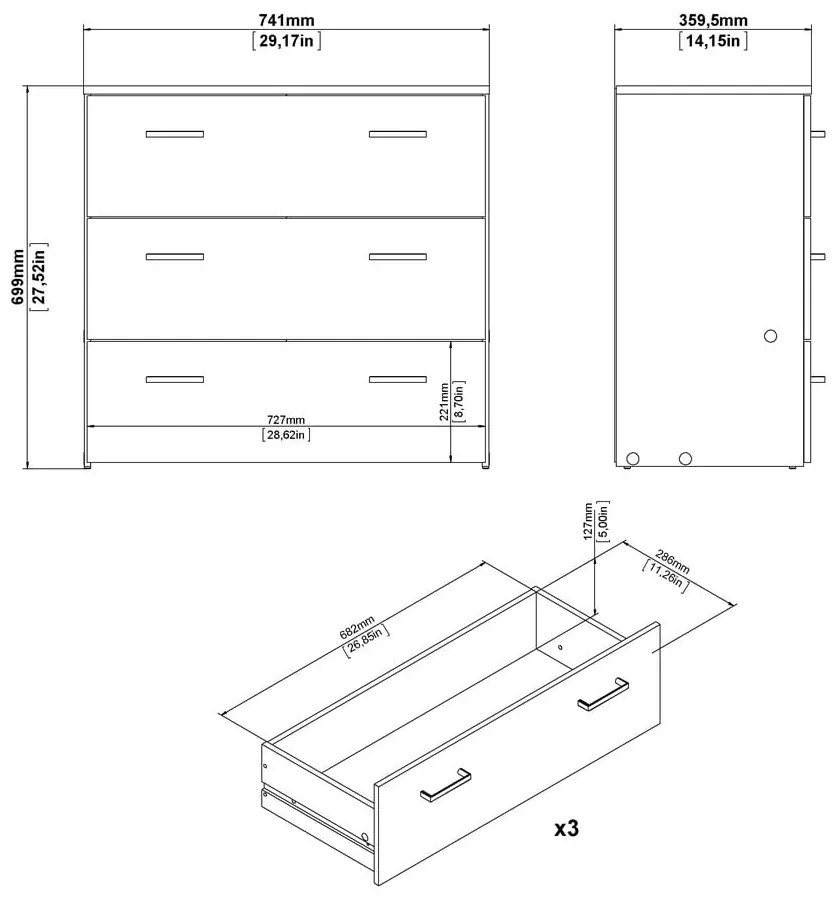 Biela nízka komoda 74x70 cm Space – Tvilum