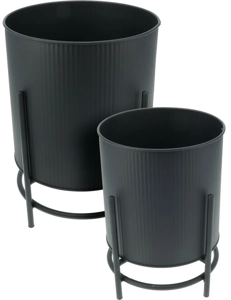 Súprava kovových stojanov na kvety Celano čierna, 2 ks