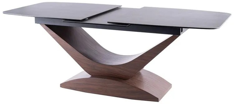 Rozkladací jedálenský stôl 180-240 cm Danyell (sivá + orech) (pre 8 a viac osôb). Akcia -14%. Vlastná spoľahlivá doprava až k Vám domov. 1050106