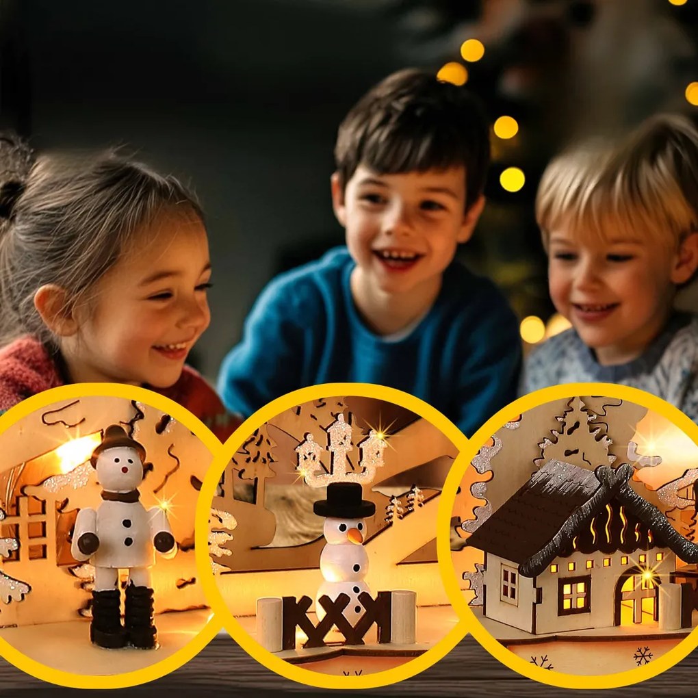 Vianočný LED oblúk CLEMENT, 45x12,5x28cm, prírodná hnedá Monzana