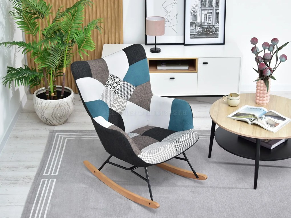 Kreslo Sibyla (patchwork + čierna). Akcia -30%. Vlastná spoľahlivá doprava až k Vám domov. 1110398