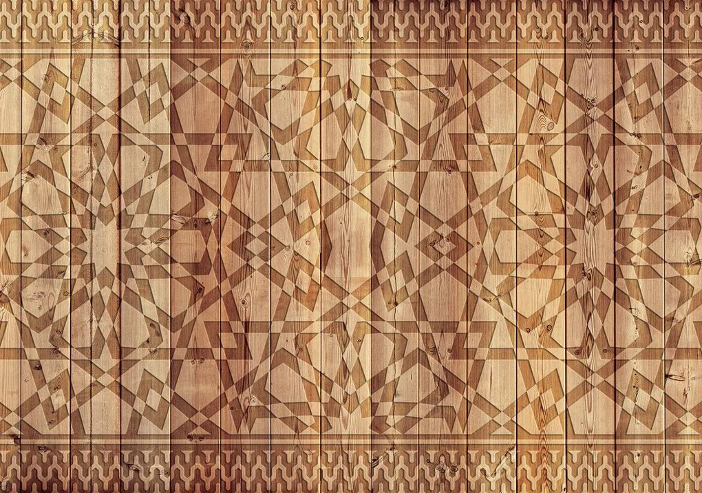 Fototapeta - Ornament na drevené dosky (152,5x104 cm)