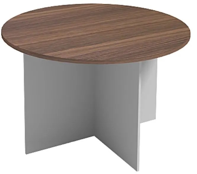 Rokovací stôl s guľatou doskou PRIMO GRAY, priemer 1200 mm, sivá/orech