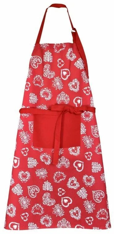 Forbyt Vianočná Kuchynská zástera Srdce červená, 70 x 90 cm