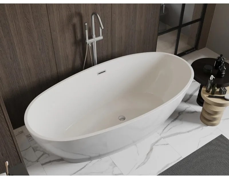 Mexen Bilbao, voľne stojaca vaňa 180 x 90 cm, biela, brúsená oceľ prepad, 51311809000-97