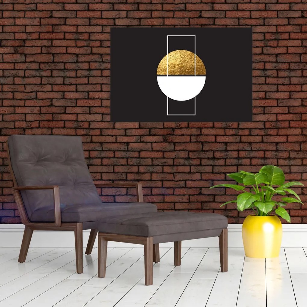Obraz - Abstrakcia zlatá a čierna N⁰1 (90x60 cm)
