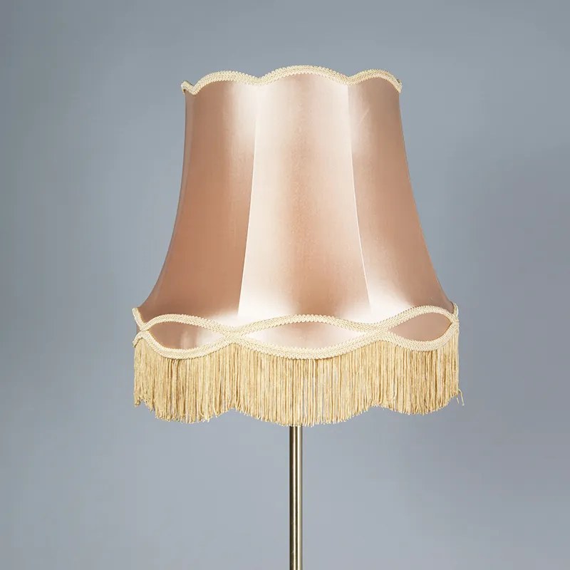 Retro stojaca lampa mosadz so tienidlom Granny zlatá 45 cm - Kaso