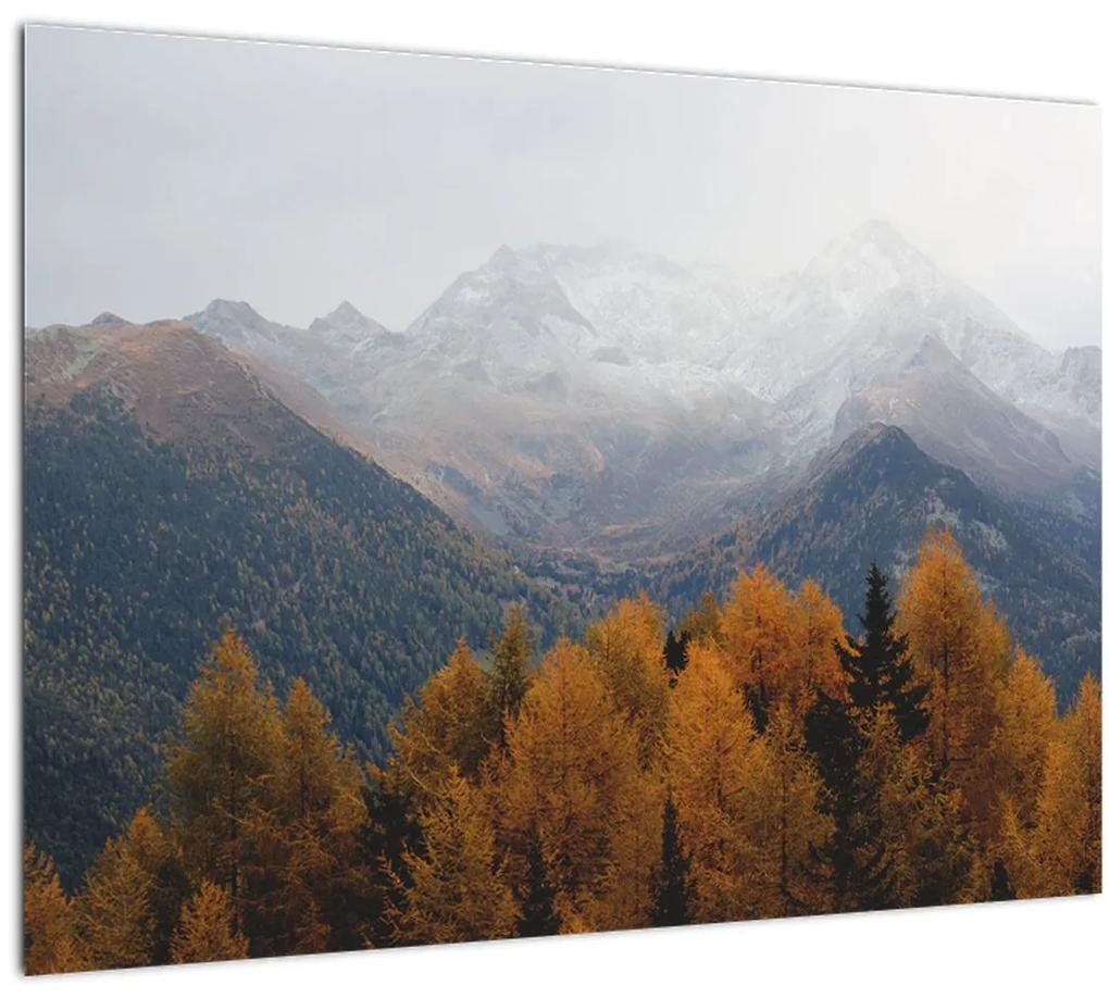 Sklenený obraz - Výhľad na hrebene hôr (70x50 cm)