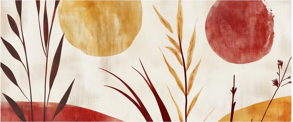 Obraz - Rastliny a kruhy (120x50 cm)