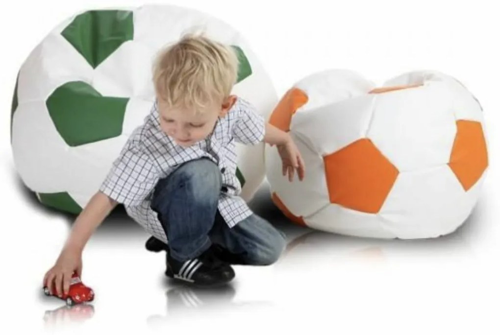 Sedací vak malá bielo oranžová futbalová lopta