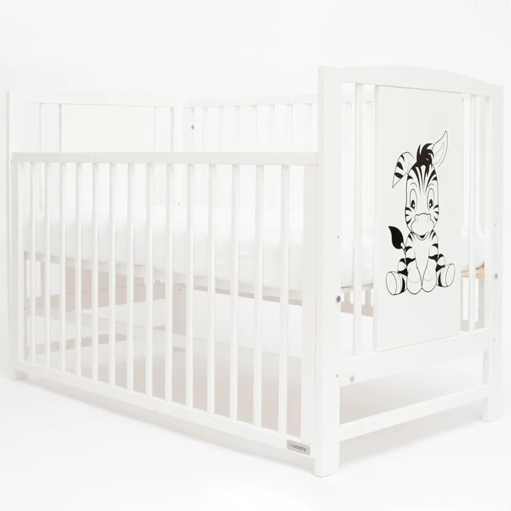 Detská postieľka POLLY Zebra so sťahovacou bočnicou biela