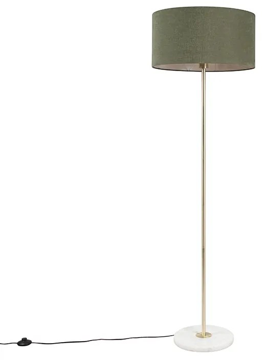 Stojaca lampa mosadz s zeleným tienidlom 50 cm - Kaso
