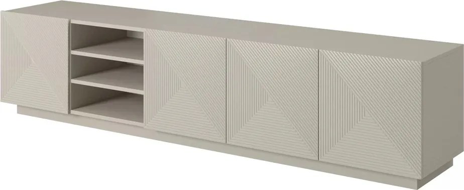 TV skrinka Asha 200 cm s ryhovaným frontom a výklenkom - kašmír