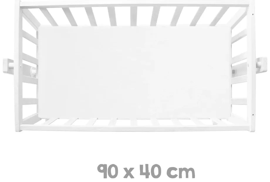 Biela kolíska na kolieskach s baldachýnom 40x90 cm Little stars – Roba