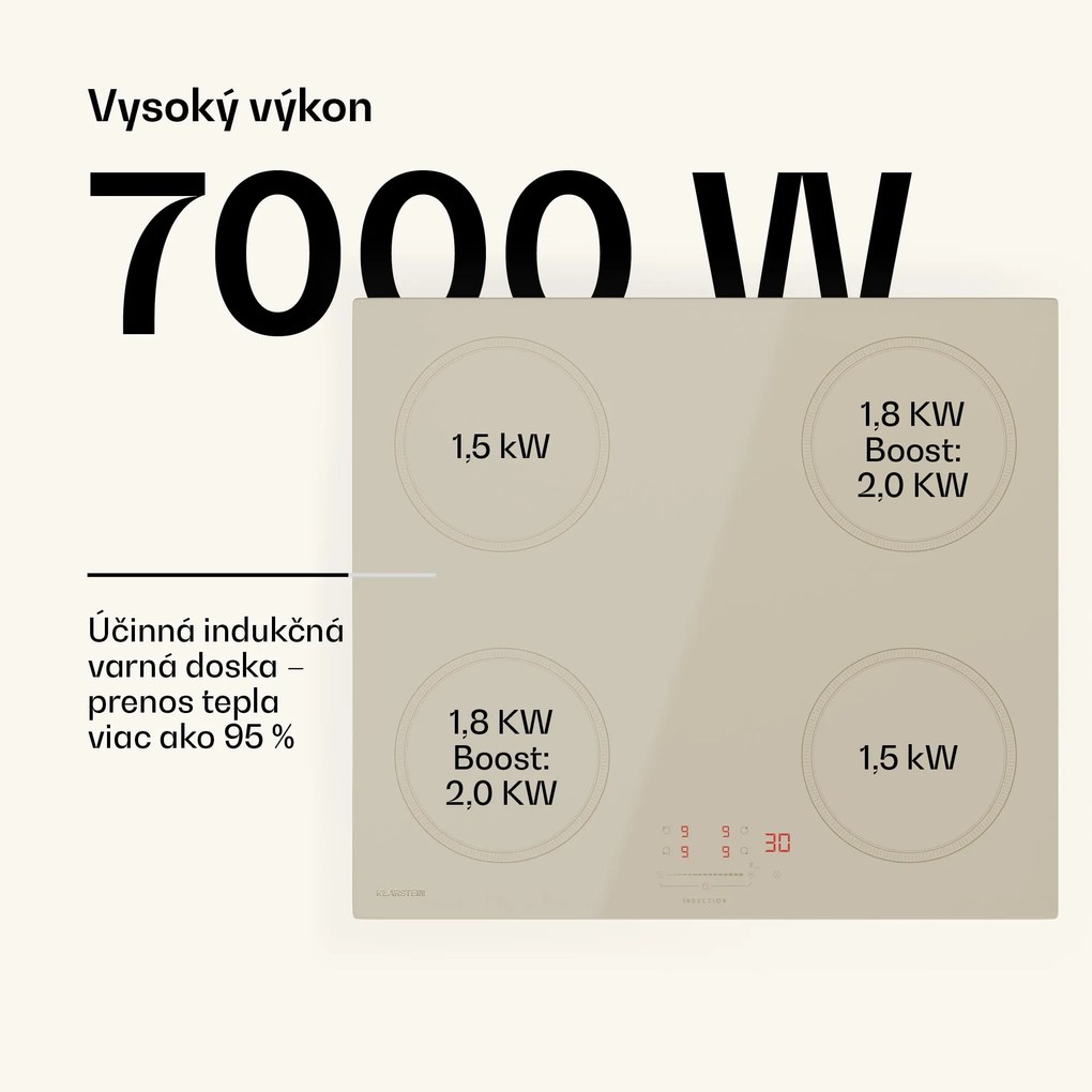 Klarstein Victoria indukčná varná doska, 60 cm, 4 varné platne, posuvník, funkcia Boost