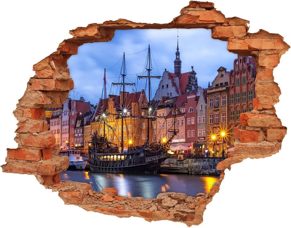 Diera 3D v stene nálepka Gdaňsk Poľsko WallHole-cegla-90x70-193868695